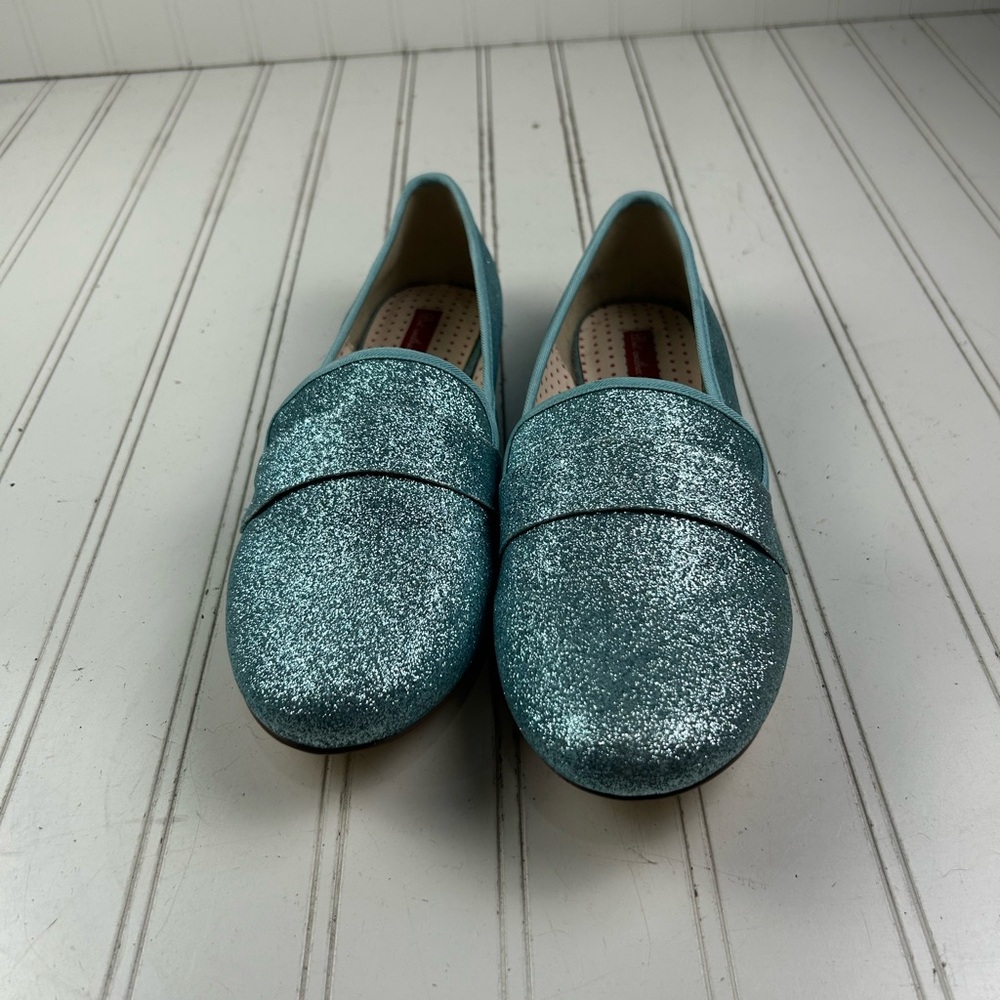 But Another Innocent Tale Aqua Blue Glitter Slip-On Loafers Womenโs Size 9 - Picture 3 of 10